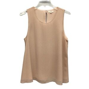 Pleione Pink Polka Dot Print Chiffon Tank Top Misses size S